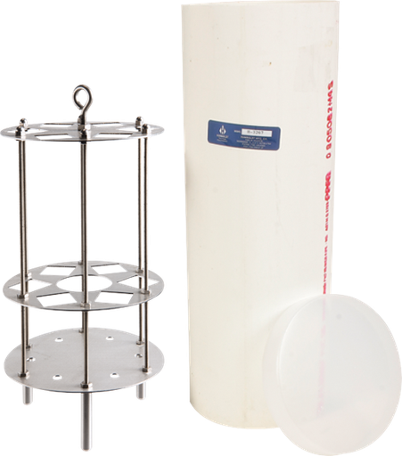 [H-3267] Conjunto de barra de mortero con contenedor, plastico y soporte, inoxidable, admite 6 barras (C227)