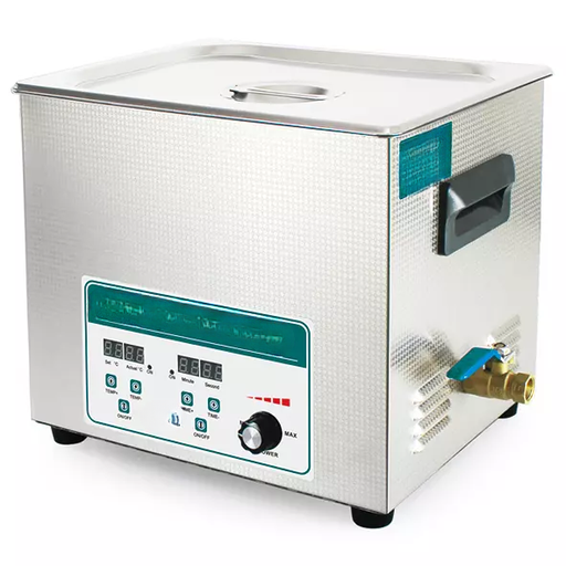 Limpiador ultrasónico de potencia ajustable, con temporizador y calentador.