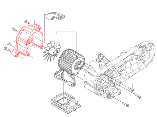[597623501] motor cubierta con entrada de aire - compatible con Husqvarna K1 PACE 12" bateria cortadora