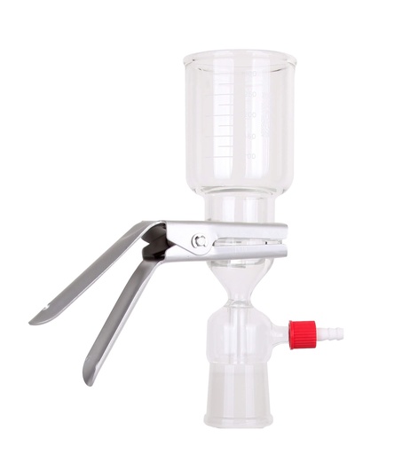 Portafiltro de 300 mL con conector roscado y soporte de vidrio sinterizado