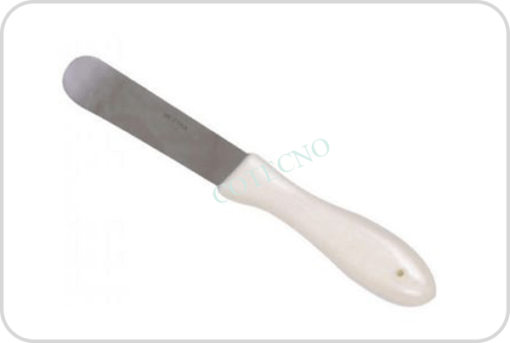 Espatula de acero inoxidable c mango de plastico10 cm